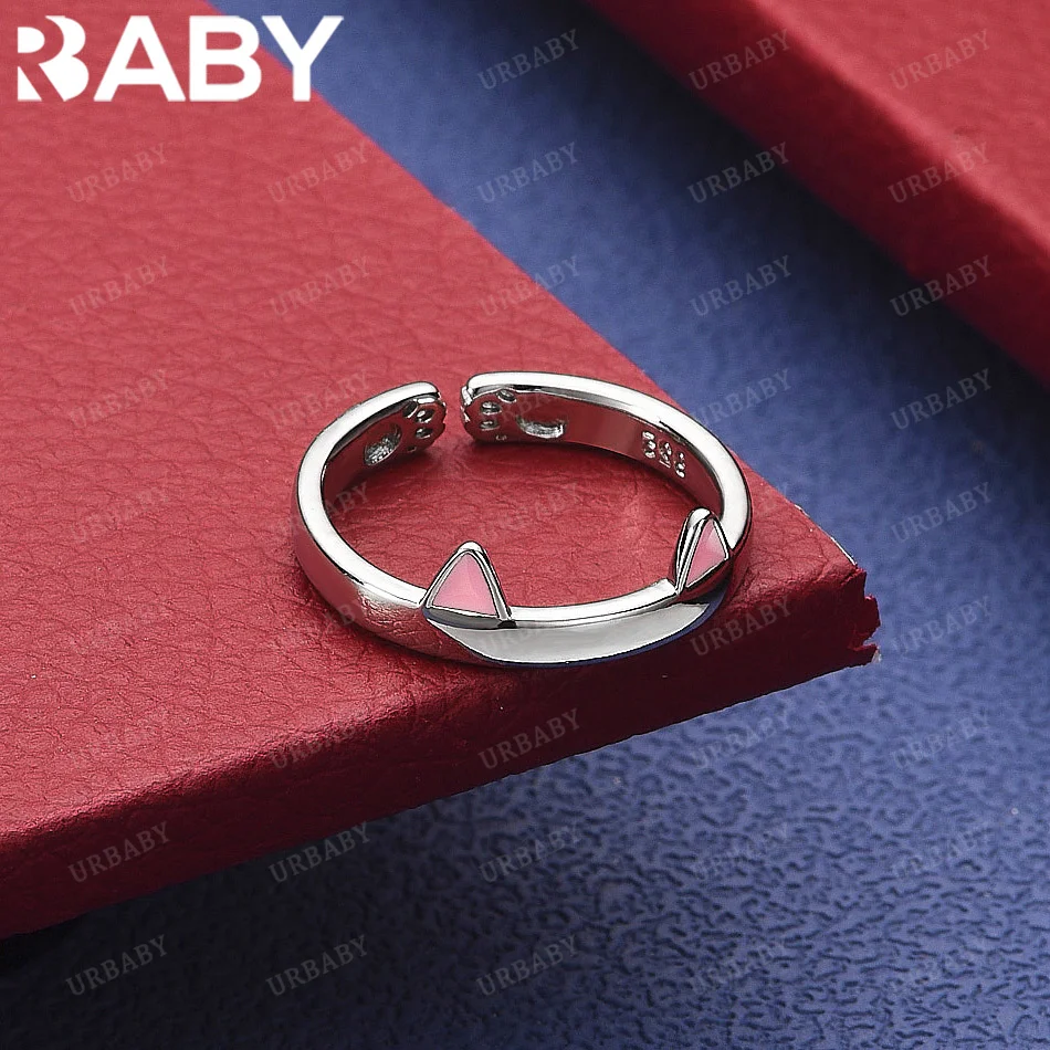 URBABY 925 Sterling Silver Pink&Black Kitten Ear Open Ring For Women Creativity Gifts Street All-match Party And Daily Wear
URBABY 925 Sterling Silver Pink&Black Kitten Ear Open Ring For Women Creativity Gifts Street All-match Party And Daily Wear