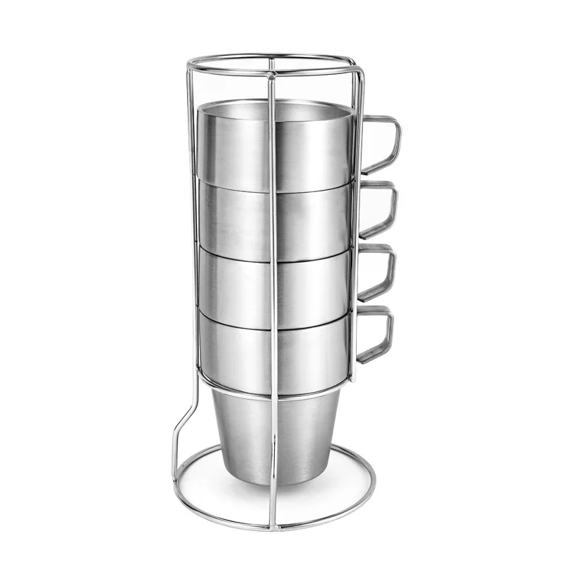 Double-Layer Heat Insulation Coffee Cup 304 Stainless Steel 4-Piece Set Of Cups Outdoor Camping Barbecue Portable Mouth Cups
Double-Layer Heat Insulation Coffee Cup 304 Stainless Steel 4-Piece Set Of Cups Outdoor Camping Barbecue Portable Mouth Cups