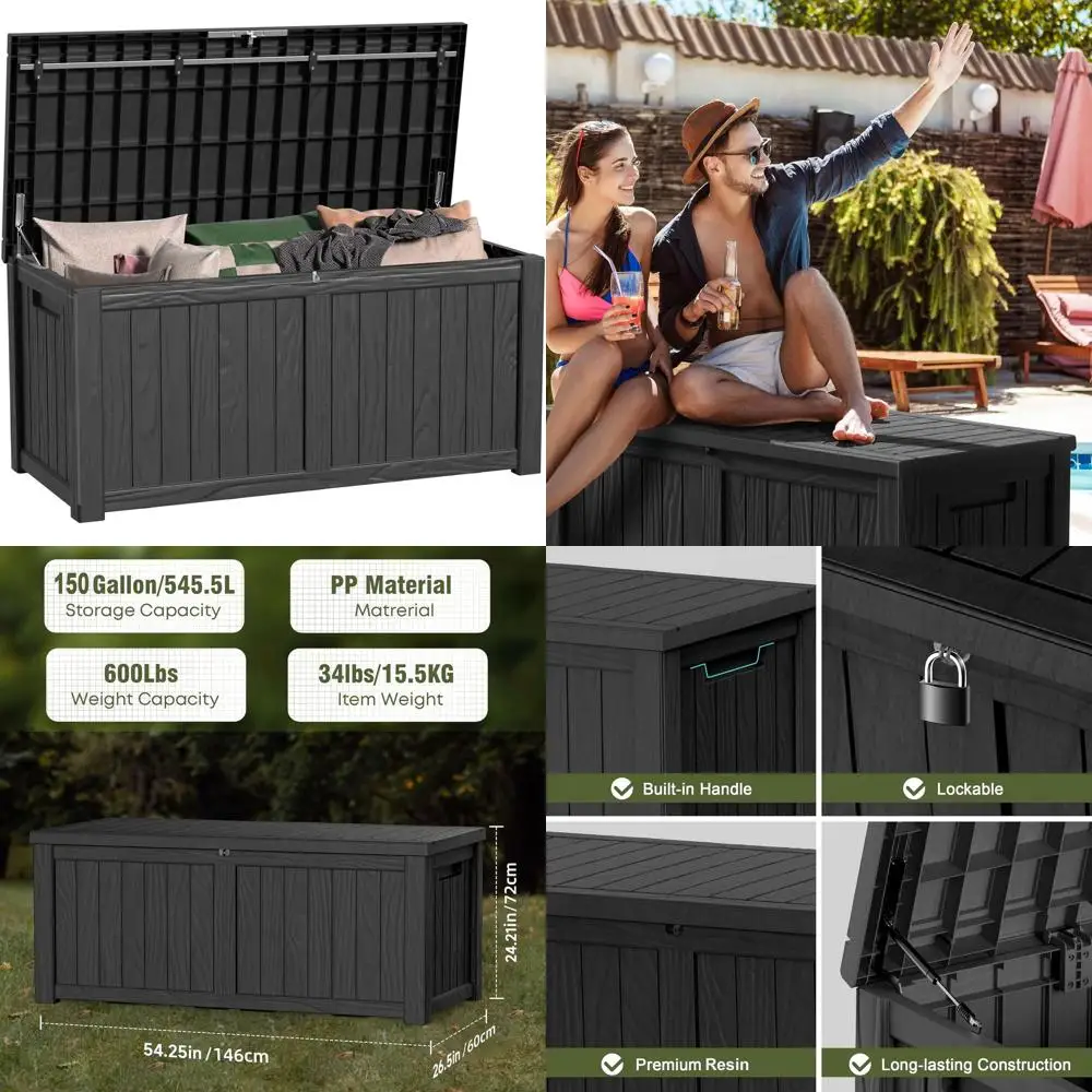 Большой ящик для хранения на открытом воздухе объемом 150 галлонов — запираемый, водонепроницаемый для мебели для патио, садовых инструментов, подушек и аксессуаров для бассейна (B
Большой ящик для хранения на открытом воздухе объемом 150 галлонов — запираемый, водонепроницаемый для мебели для патио, садовых инструментов, подушек и аксессуаров для бассейна (B