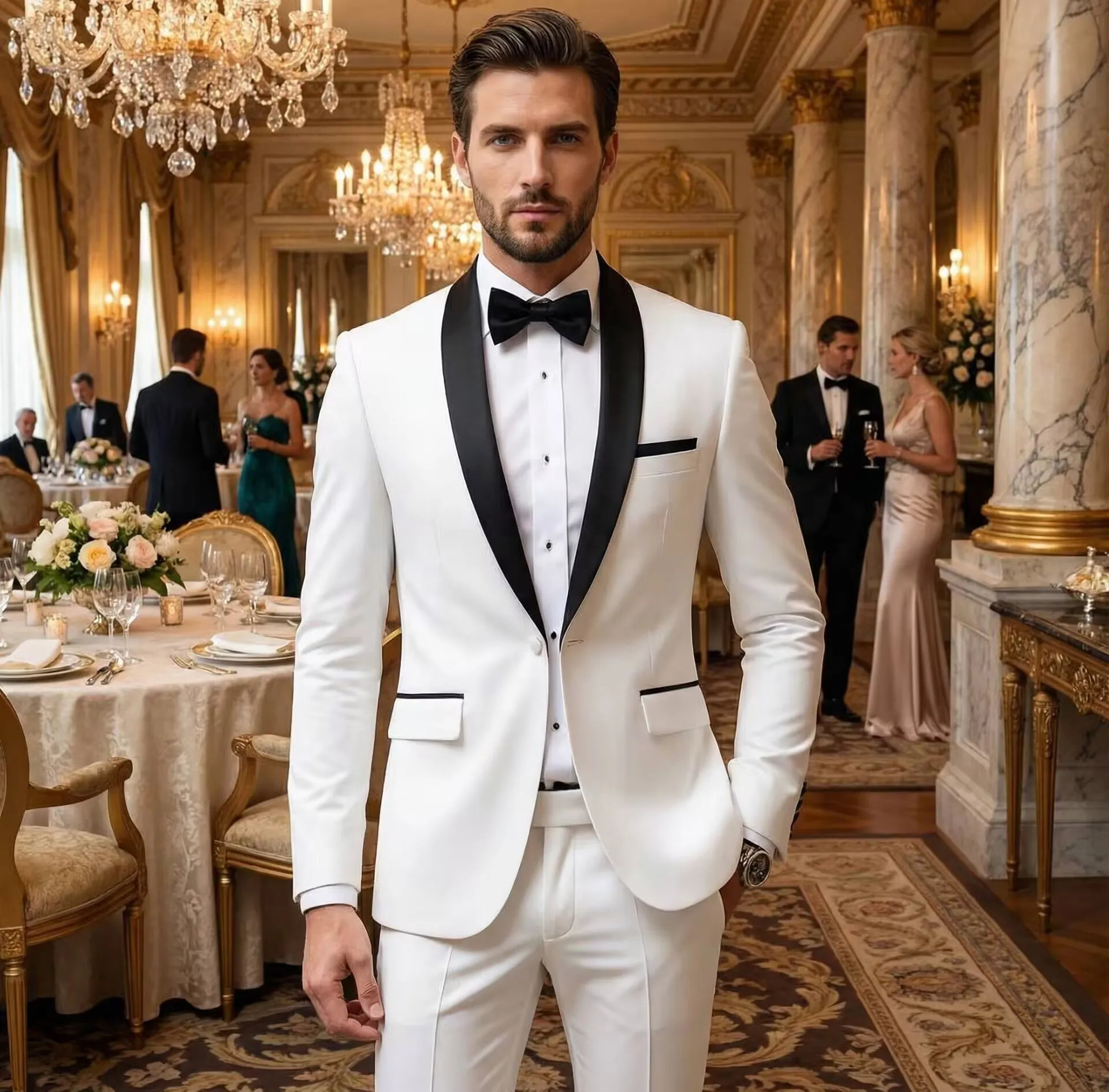 Белые мужские костюмы из 2 предметов, приталенный костюм с шалью и лацканами, формальный шафер, свадебная одежда для жениха, комплекты блейзеров, вечерние смокинги Trajes De Hombre
Белые мужские костюмы из 2 предметов, приталенный костюм с шалью и лацканами, формальный шафер, свадебная одежда для жениха, комплекты блейзеров, вечерние смокинги Trajes De Hombre