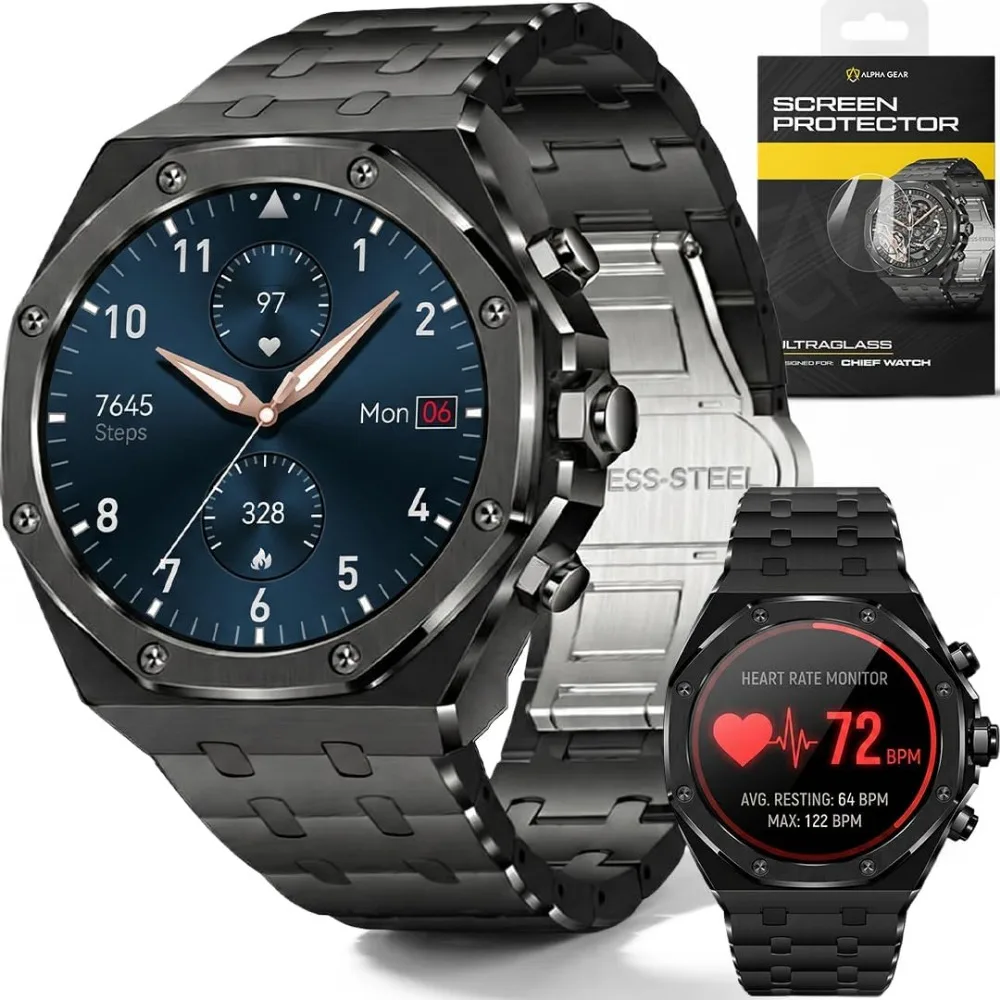 Premium AI Smartwatch: Long Battery, AMOLED, Bluetooth, Stainless Band, Water Resistant
Premium AI Smartwatch: Long Battery, AMOLED, Bluetooth, Stainless Band, Water Resistant