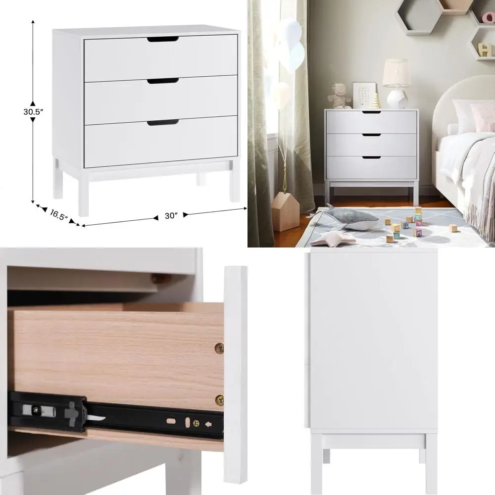 Комод для детской спальни из массива дерева с 3 ящиками, направляющими на шарикоподшипниках, белый, с защитным замком
Комод для детской спальни из массива дерева с 3 ящиками, направляющими на шарикоподшипниках, белый, с защитным замком