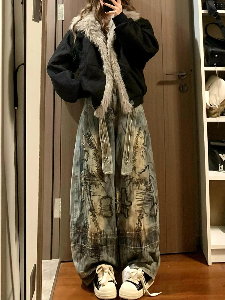 American Style Punk Women's Jeans Floor-Length Embroidery Vintage Summer Casual Loose Fit Pure Color No Stretch Elastic
American Style Punk Women's Jeans Floor-Length Embroidery Vintage Summer Casual Loose Fit Pure Color No Stretch Elastic