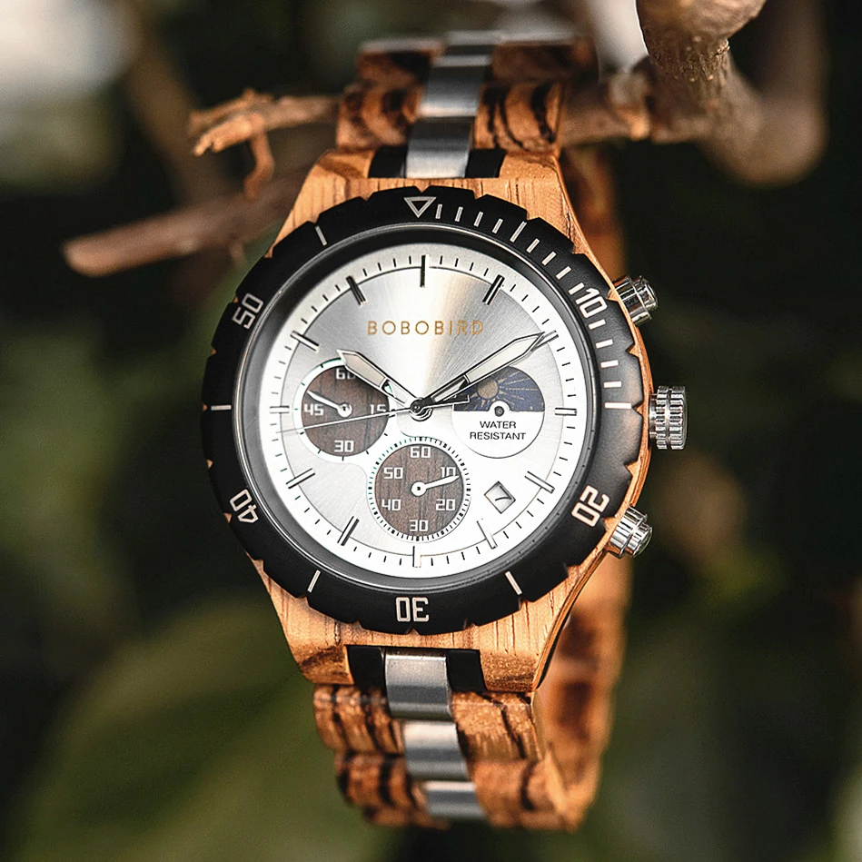 BOBO BIRD Men Wristwatch Business Male Timepieces Chronograph Quartz Men's Natural Wood Watches In Wooden Gift Box Customized
BOBO BIRD Men Wristwatch Business Male Timepieces Chronograph Quartz Men's Natural Wood Watches In Wooden Gift Box Customized