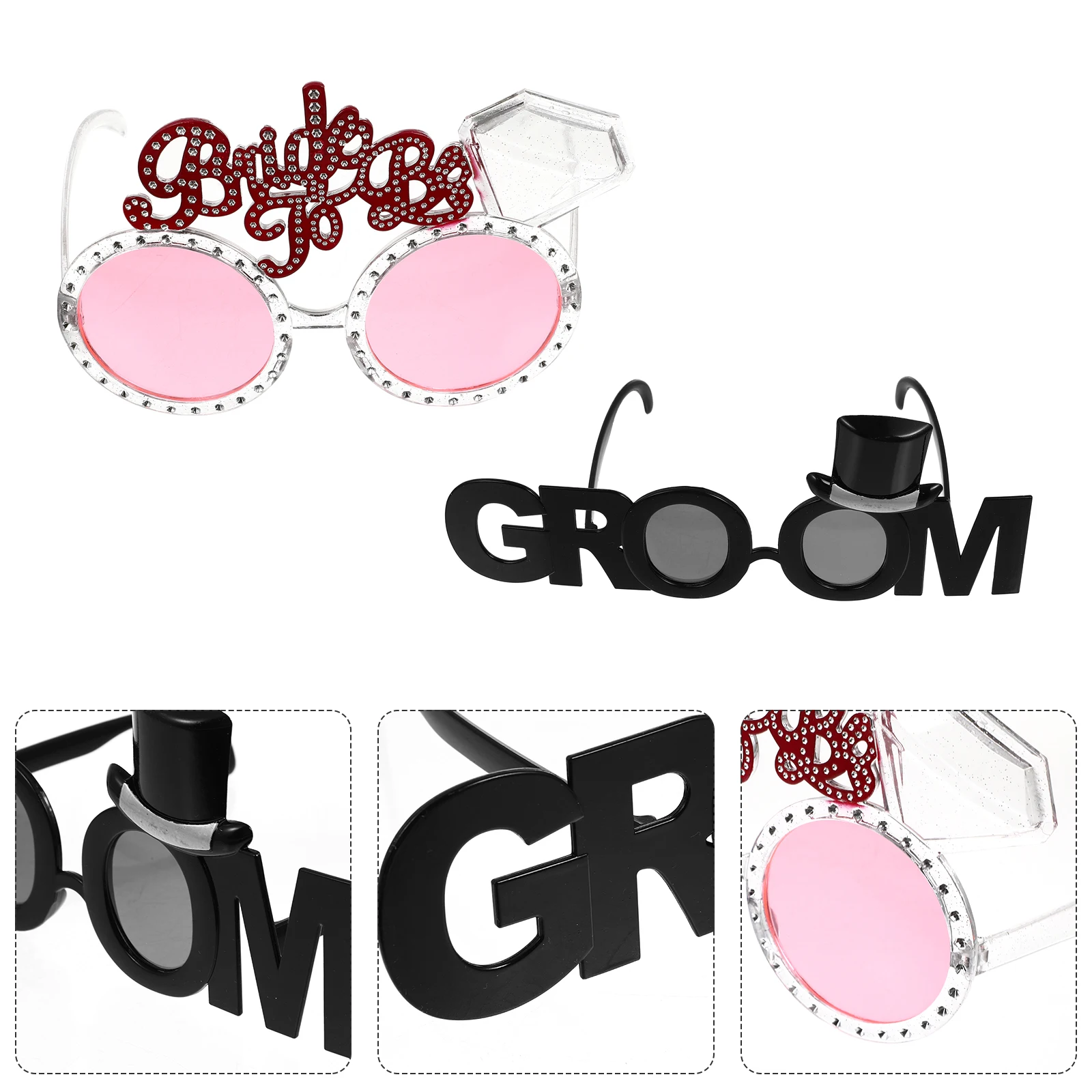 2pcs Bride Groom Glasses Wedding Party Eyewear Lightweight Comfortable Fun Photo Props for Bachelor Bachelorette Shower Events
2pcs Bride Groom Glasses Wedding Party Eyewear Lightweight Comfortable Fun Photo Props for Bachelor Bachelorette Shower Events