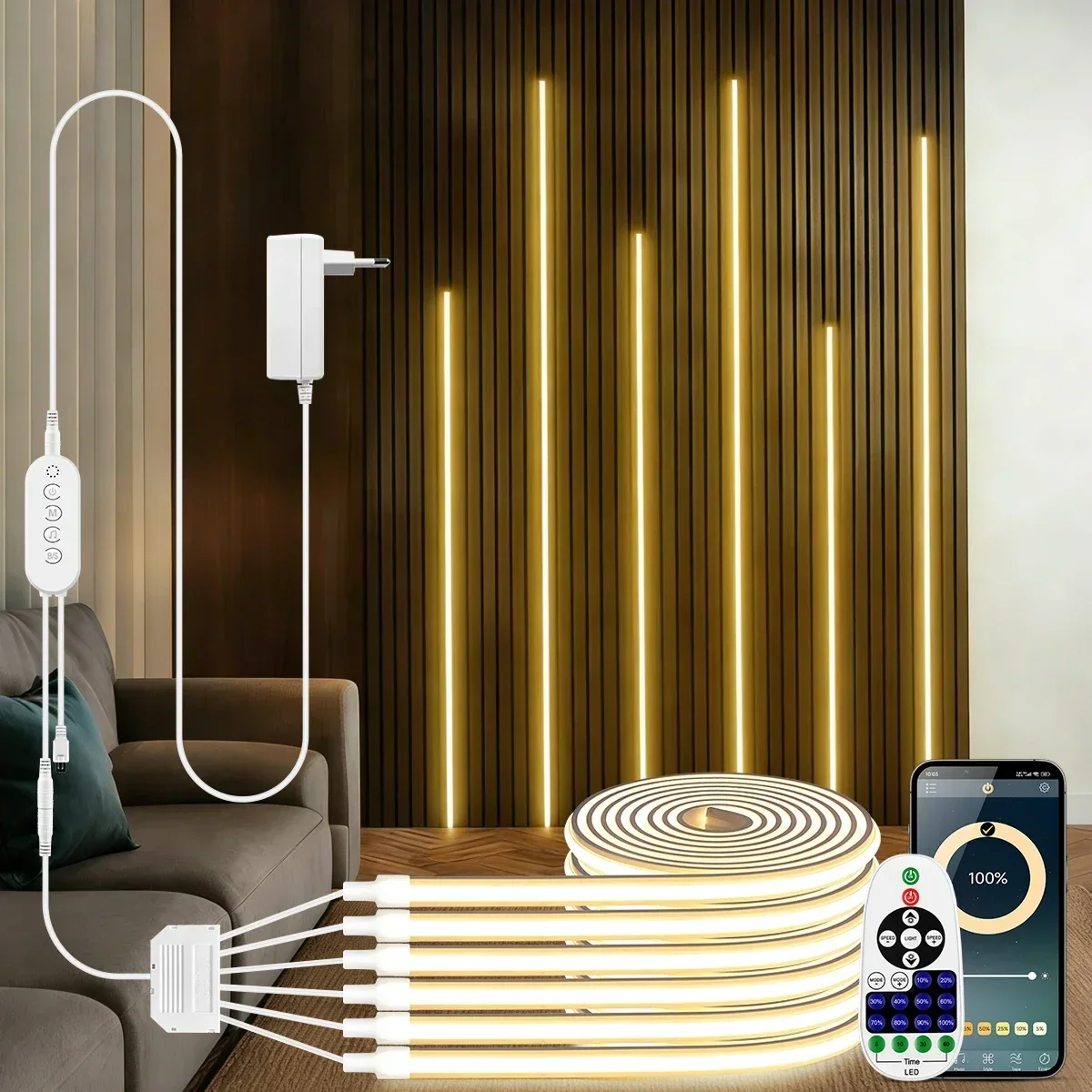 Комплект диммируемых COB LED неоновых светильников DC24V (2-6 шт.) с умным пультом и управлением через приложение, музыкальным ритмом и 3 цветами света для домашнего освещения и декора
Комплект диммируемых COB LED неоновых светильников DC24V (2-6 шт.) с умным пультом и управлением через приложение, музыкальным ритмом и 3 цветами света для домашнего освещения и декора