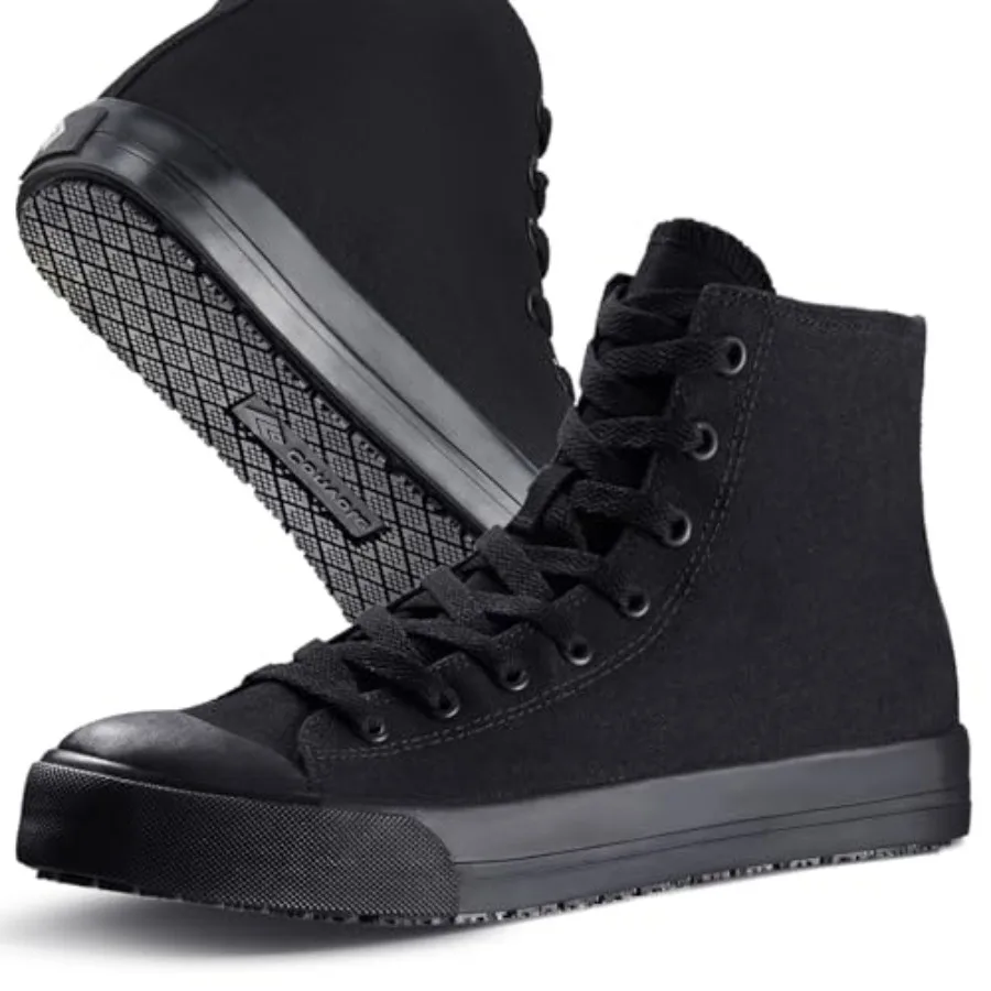 Non-Slip Work Shoes for Men and Women, Unisex Oil and Water Slip-Resistant Sneakers for Food Service, Black High Top Restaurant
Non-Slip Work Shoes for Men and Women, Unisex Oil and Water Slip-Resistant Sneakers for Food Service, Black High Top Restaurant