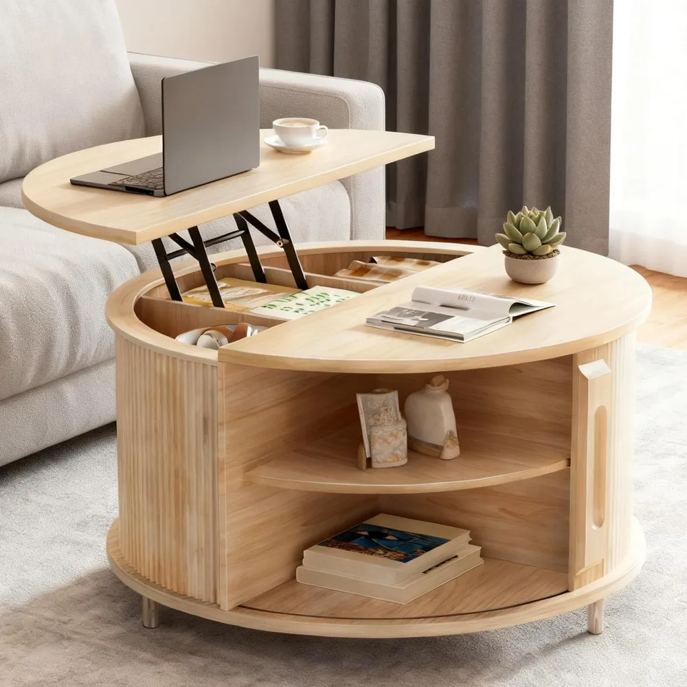 Lift Top Coffee Table, 31.5 Wood Fluted Coffee Table with Storage & Sliding Door, Mid Century Modern Small Center Table fo
Lift Top Coffee Table, 31.5 Wood Fluted Coffee Table with Storage & Sliding Door, Mid Century Modern Small Center Table fo
