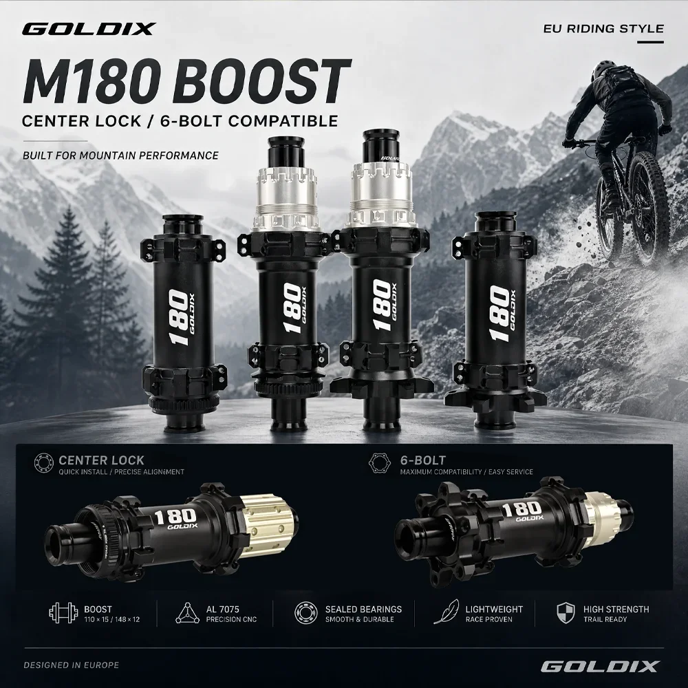 GOLDIX M180 MTB Hub 60T Helical Ratchet Center Lock 6Bolt Disc Brake BOOST Thru Axle HG XD MS 24H 28H Mountain Bike Hub
GOLDIX M180 MTB Hub 60T Helical Ratchet Center Lock 6Bolt Disc Brake BOOST Thru Axle HG XD MS 24H 28H Mountain Bike Hub