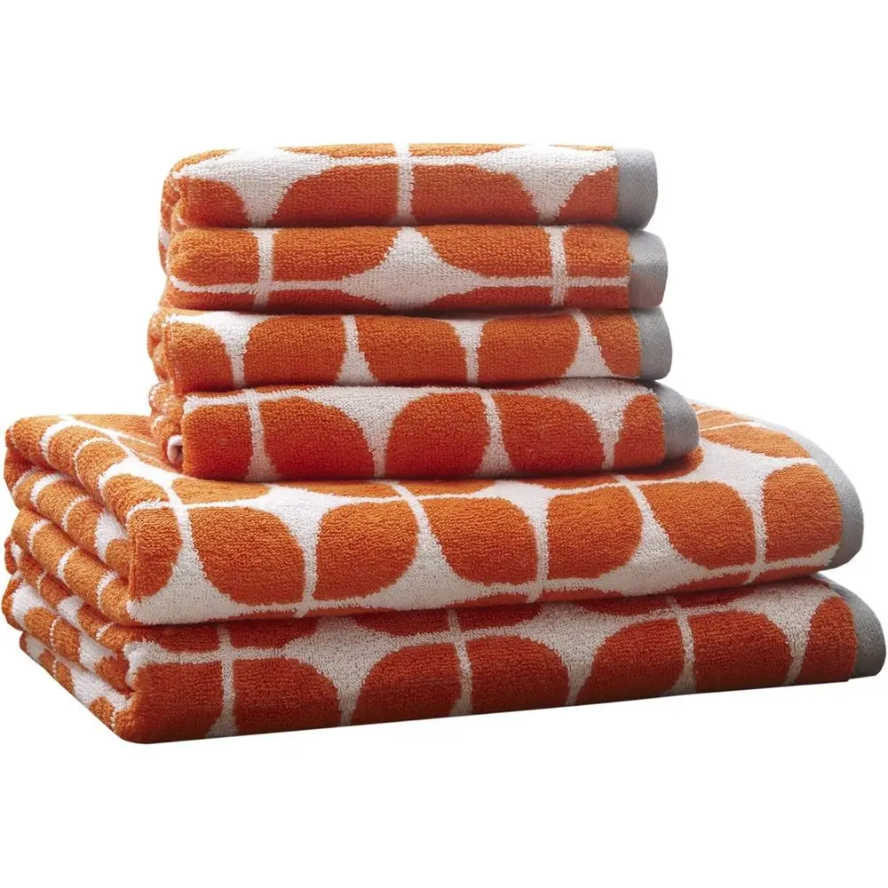 6-Piece Absorbent Bath Towel Set: 2 Bath Towels & 4 Hand Towels in Orange and Grey
6-Piece Absorbent Bath Towel Set: 2 Bath Towels & 4 Hand Towels in Orange and Grey