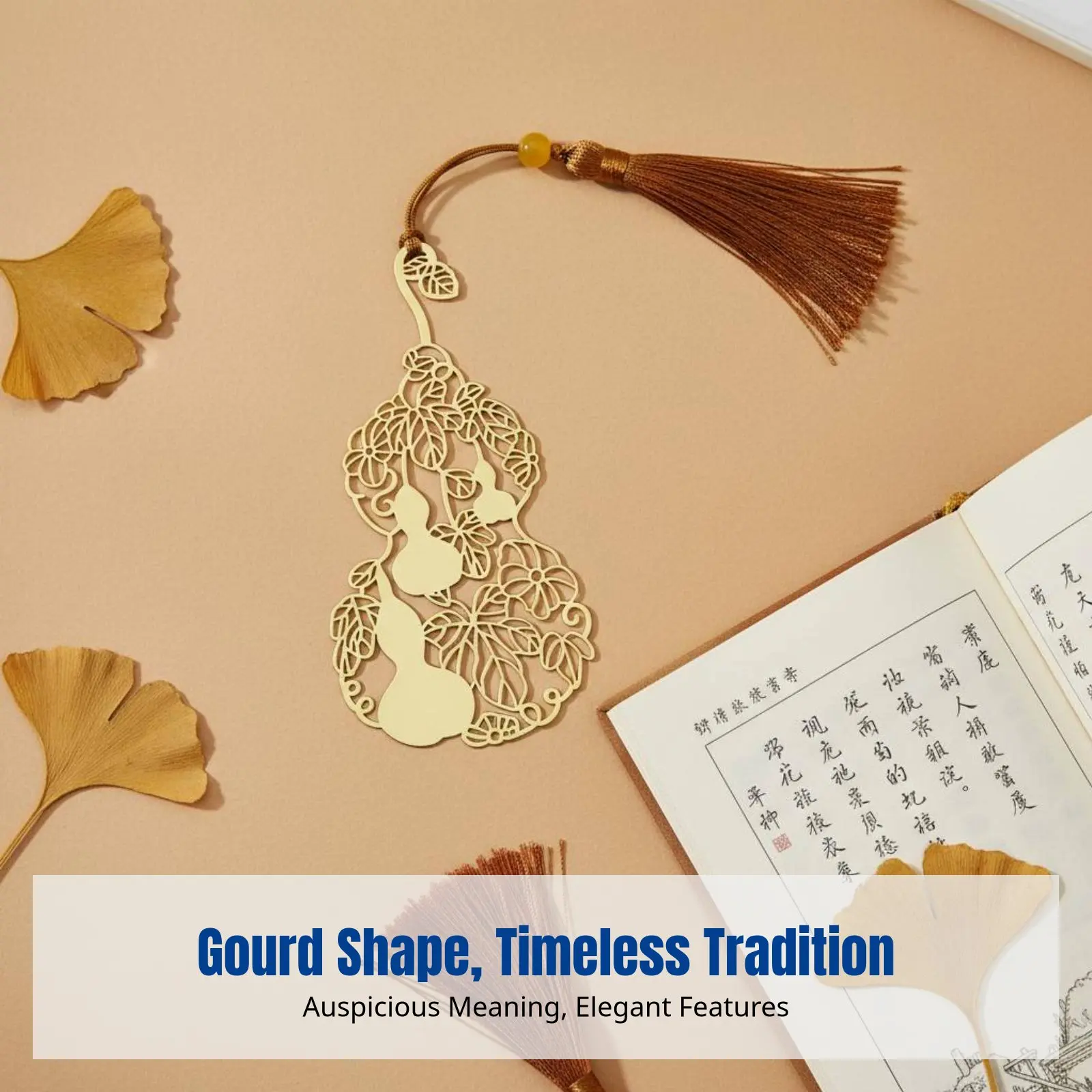Gourd Bookmark, Chinese Style, Metal Tassel, Creative Stationery, Birthday Present
Gourd Bookmark, Chinese Style, Metal Tassel, Creative Stationery, Birthday Present