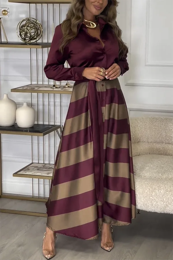 Temperament Stripe Patchwork Shirts Dresses Women Autumn New Long Sleeve Leace-up Long Dress Elegant Ladies Commuting Vestidos
Temperament Stripe Patchwork Shirts Dresses Women Autumn New Long Sleeve Leace-up Long Dress Elegant Ladies Commuting Vestidos