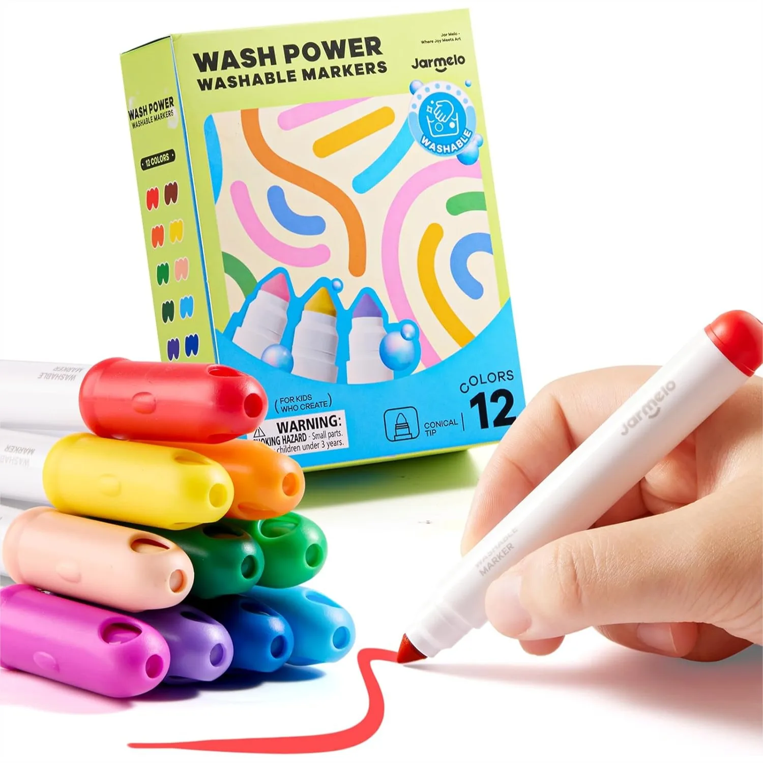 Jar Melo Washable Markers For Kids Toddlers 2-4, 12 Colors Water Based Art Supplies For Preschool Coloring, Broad Tip
Jar Melo Washable Markers For Kids Toddlers 2-4, 12 Colors Water Based Art Supplies For Preschool Coloring, Broad Tip