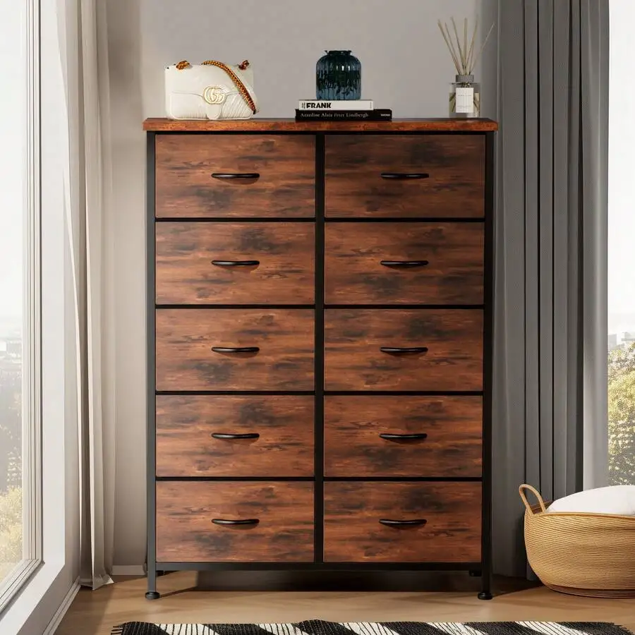 Tall Black Dresser For Bedroom With 10 Drawers, Chest Of Drawers, Dressers Bedroom Furniture, Storage Organizer Unit With Fabric
Tall Black Dresser For Bedroom With 10 Drawers, Chest Of Drawers, Dressers Bedroom Furniture, Storage Organizer Unit With Fabric
