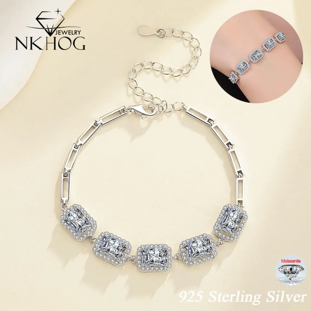 NKHOG 5CTTW Radiant Cut Real Moissanite Bracelets For Women 925 Sterling Silver Hand Chains Engagement Wedding Party Jewelry GRA
NKHOG 5CTTW Radiant Cut Real Moissanite Bracelets For Women 925 Sterling Silver Hand Chains Engagement Wedding Party Jewelry GRA