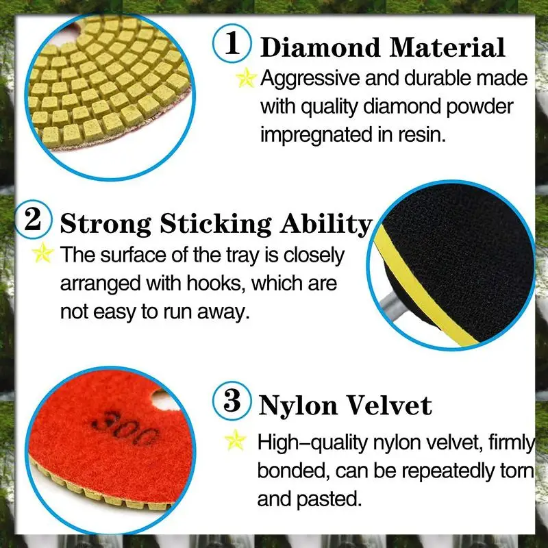 The New 12Pcs 3 Inch Diamond Polishing Pads Set Wet/Dry Polishing Kit For Granite Stone Concrete Marble Floor Grinder Polisher
The New 12Pcs 3 Inch Diamond Polishing Pads Set Wet/Dry Polishing Kit For Granite Stone Concrete Marble Floor Grinder Polisher
