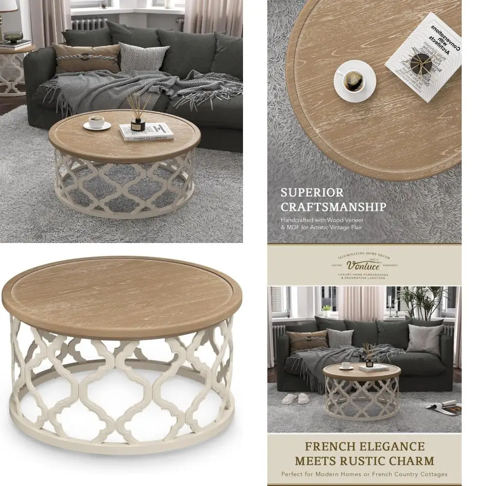 Круглый 30-й журнальный столик во французском стиле кантри с состаренным деревом и подносами для хранения
Круглый 30-й журнальный столик во французском стиле кантри с состаренным деревом и подносами для хранения