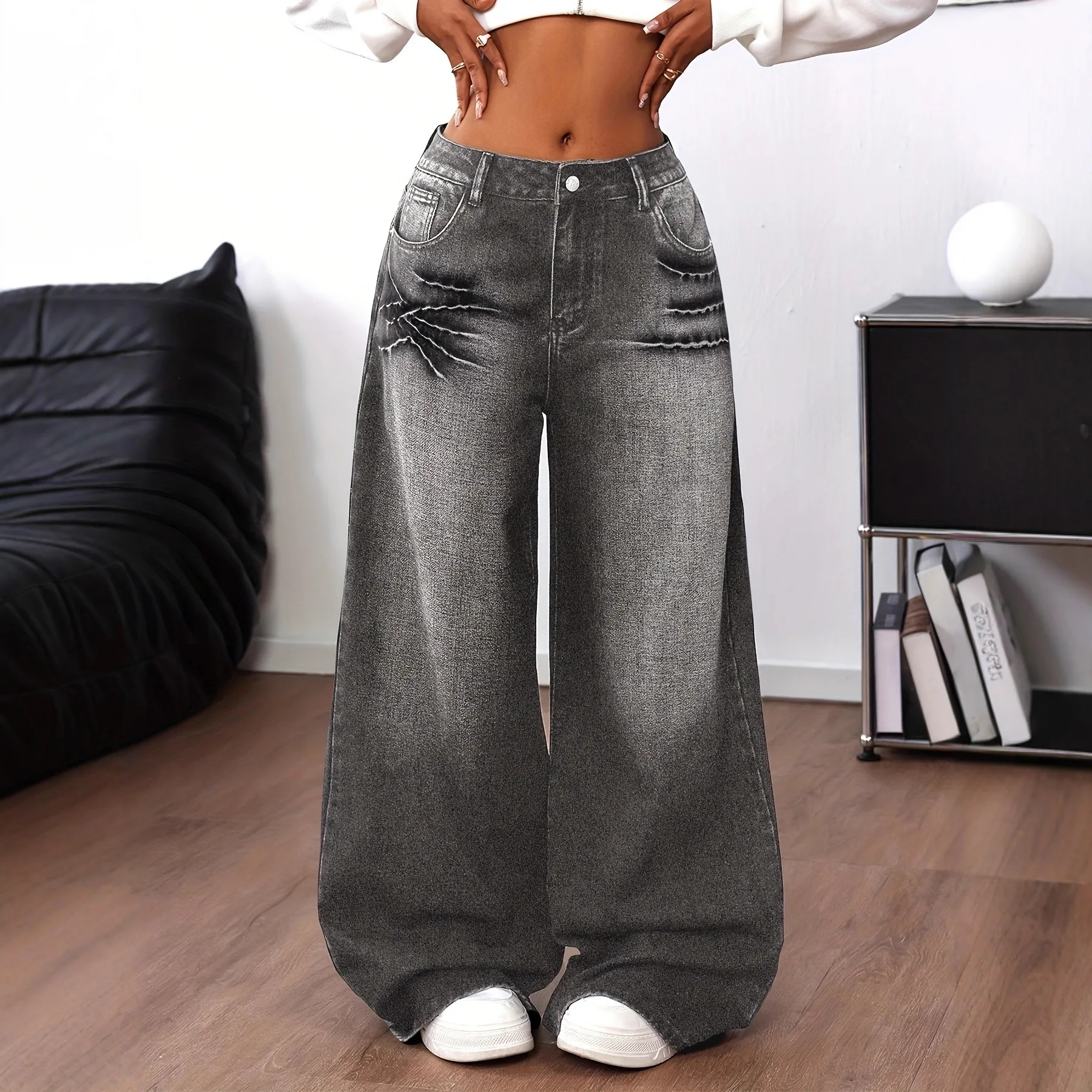 Vintage Wash High Waist Denim Pants Women Embroidered Wide Leg Trousers Casual Jeans
Vintage Wash High Waist Denim Pants Women Embroidered Wide Leg Trousers Casual Jeans