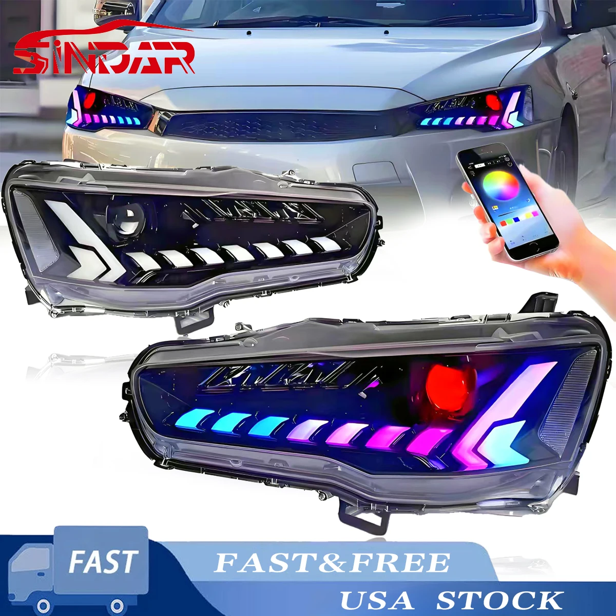 SINDAR RGB LED Headlights For Mitsubishi Lancer EVO X 2008-2018 Start Animation
SINDAR RGB LED Headlights For Mitsubishi Lancer EVO X 2008-2018 Start Animation