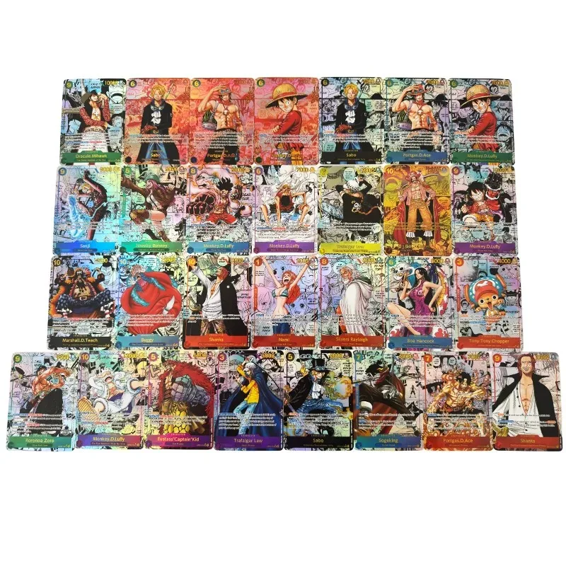 35pcs/set One Piece English Manga Version OPCG Replica Shanks Sakazuki Roger Nika Luffy Kuzan Enel Game Anime Collection Cards
35pcs/set One Piece English Manga Version OPCG Replica Shanks Sakazuki Roger Nika Luffy Kuzan Enel Game Anime Collection Cards