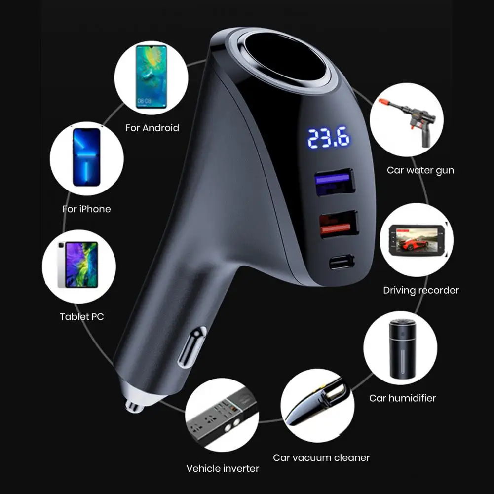 Universal Car Charger High Power 3-in-1 Car Charger with Digital Display Fast Charge Universal Automotive Phone Charging Adapter
Universal Car Charger High Power 3-in-1 Car Charger with Digital Display Fast Charge Universal Automotive Phone Charging Adapter