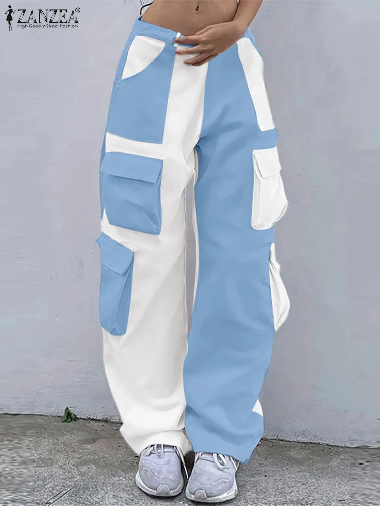 ZANZEA Fashion Pockets Long Trouser Women Colorblock Cargo Pants Casual Loose Streetwear High Waist Pantalons Holiday Bottoms
ZANZEA Fashion Pockets Long Trouser Women Colorblock Cargo Pants Casual Loose Streetwear High Waist Pantalons Holiday Bottoms