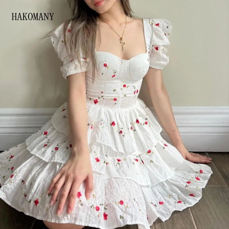 2023 Women Puff Sleeve Slim Ruffle Hem Cake Mini Party Robe Princess White Embroidery Lace Cotton Flower Corset Style Mini Dress
2023 Women Puff Sleeve Slim Ruffle Hem Cake Mini Party Robe Princess White Embroidery Lace Cotton Flower Corset Style Mini Dress
