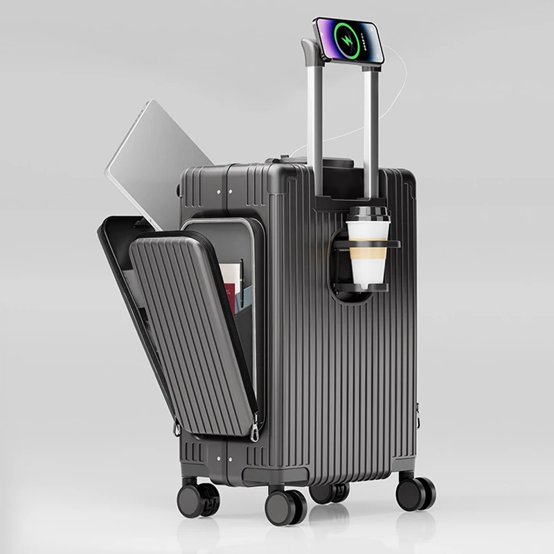 Двойные боковые карманы, чемодан с передним отверстием, алюминиевый каркас, трехоткрывающийся многофункциональный чемодан, дорожная кабина, чехол на тележке
Двойные боковые карманы, чемодан с передним отверстием, алюминиевый каркас, трехоткрывающийся многофункциональный чемодан, дорожная кабина, чехол на тележке