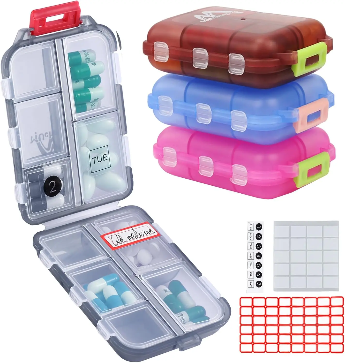 10-Compartment Travel Pill Organizer with 164 Labels, Portable Folding Pill Case for Daily Use
10-Compartment Travel Pill Organizer with 164 Labels, Portable Folding Pill Case for Daily Use