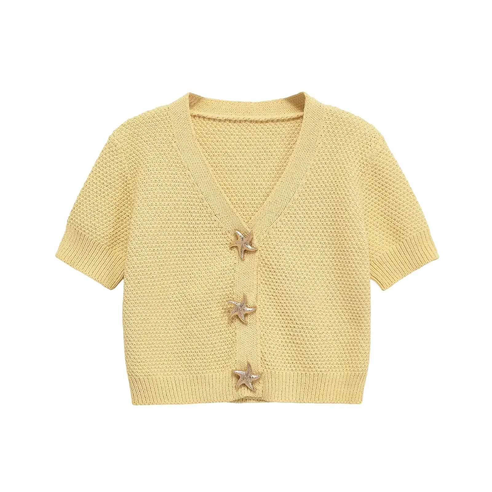 Summer New Women's Casual Fashion Comfortable Simple Star Button Short-sleeved V-neck Knitted Jacket
Summer New Women's Casual Fashion Comfortable Simple Star Button Short-sleeved V-neck Knitted Jacket