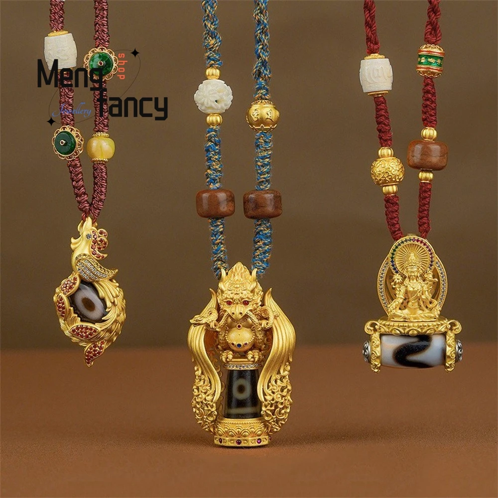 Great Peng Bird Two-Eyed Sky Pearl Pendant Necklace With Dial Symbol Set With Tiger Teeth And Six-Character True Words For Both
Great Peng Bird Two-Eyed Sky Pearl Pendant Necklace With Dial Symbol Set With Tiger Teeth And Six-Character True Words For Both