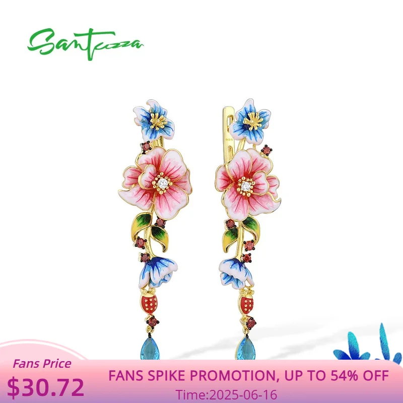 SANTUZZA Genuine 925 Sterling Silver Drop Earrings For Women Delicate Colorful Flowers Long Handmade Enamel Trendy Fine Jewelry
SANTUZZA Genuine 925 Sterling Silver Drop Earrings For Women Delicate Colorful Flowers Long Handmade Enamel Trendy Fine Jewelry