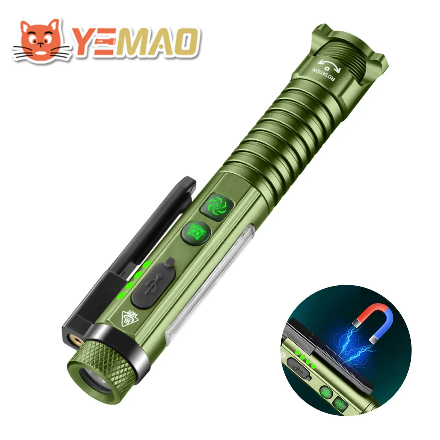 YEMAO M46 Multi-Mode Pocket LED Flashlight 700LM,USB-C Rechargeable Work Light,IP53,Red/Blue Strobe, for Everyday Carry & Travel
YEMAO M46 Multi-Mode Pocket LED Flashlight 700LM,USB-C Rechargeable Work Light,IP53,Red/Blue Strobe, for Everyday Carry & Travel