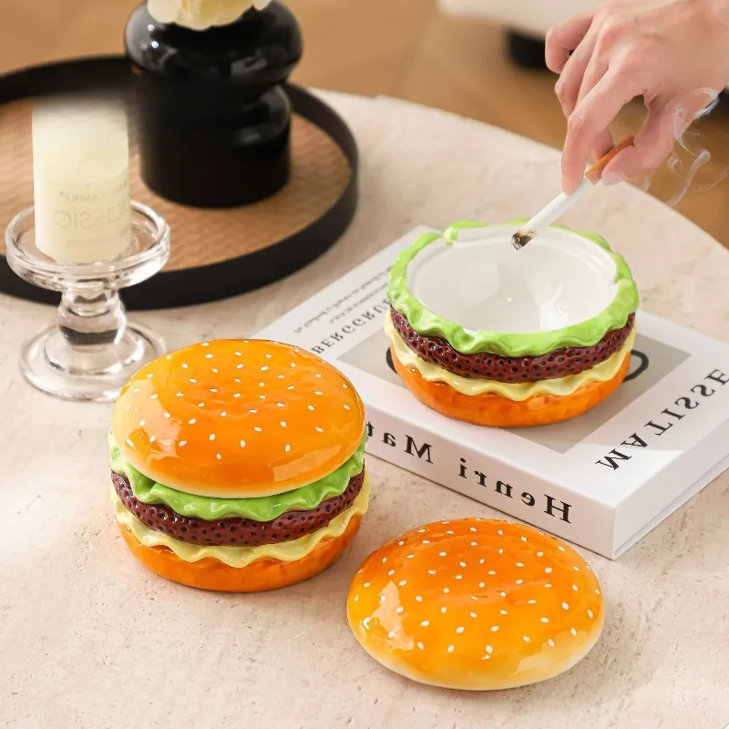 Creative Burger with Lid, Cute for Living Room and Office, Ceramic Ashtray for Decoration, High-end Feel
Creative Burger with Lid, Cute for Living Room and Office, Ceramic Ashtray for Decoration, High-end Feel
