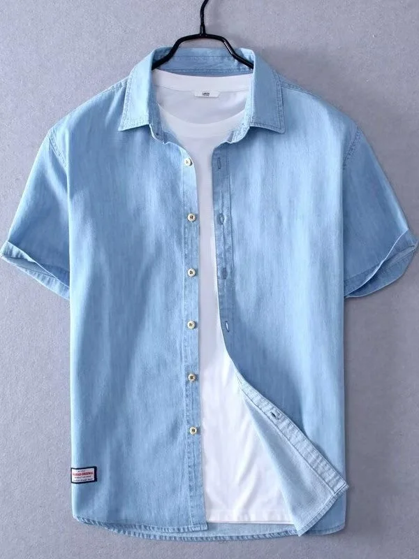 Summer Thin Short Sleeve Loose Casual Pure Color Denim Shirt Men's Soft Cotton Versatile Simple Style Fashionable Youth Wear
Summer Thin Short Sleeve Loose Casual Pure Color Denim Shirt Men's Soft Cotton Versatile Simple Style Fashionable Youth Wear