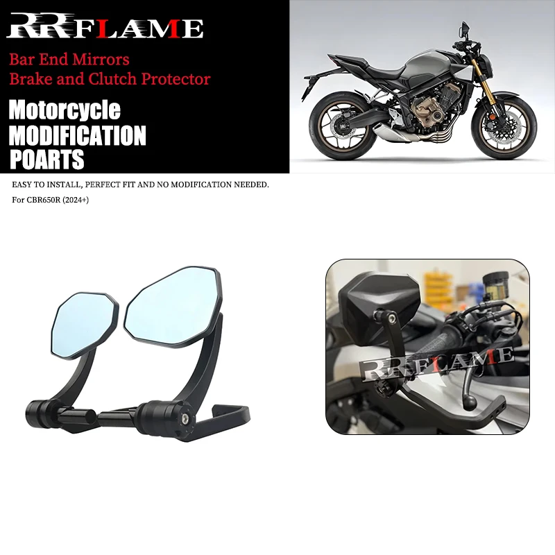 Motorcycle Black 7/8" Handlebar Bar End Mirrors / Brake and Clutch Protector Kit - for Honda CBR650R (2024+)
Motorcycle Black 7/8" Handlebar Bar End Mirrors / Brake and Clutch Protector Kit - for Honda CBR650R (2024+)