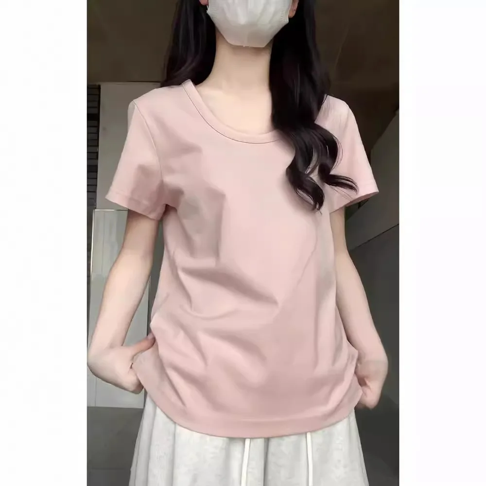 Short-sleeved Women's Summer 2025 New Pink Positive Shoulder T-shirt Loose Simple Everything with Pure Cotton Slim Shirt
Short-sleeved Women's Summer 2025 New Pink Positive Shoulder T-shirt Loose Simple Everything with Pure Cotton Slim Shirt