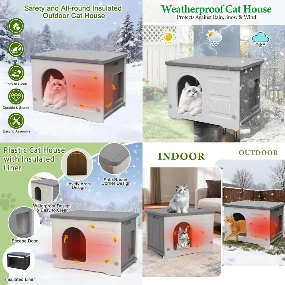 Outdoor Insulated Waterproof Cat House with Escape Door for Feral and Pet Cats, Suitable for Winter and Small Animals
Outdoor Insulated Waterproof Cat House with Escape Door for Feral and Pet Cats, Suitable for Winter and Small Animals