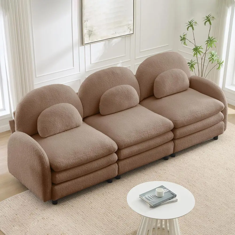 98 Sectional Sofa, 3-Seat Upholstered Comfort Couch, Plush Teddy Cloud Style with 3 Pillows, Curved Modern Living Room Set, Easy
98 Sectional Sofa, 3-Seat Upholstered Comfort Couch, Plush Teddy Cloud Style with 3 Pillows, Curved Modern Living Room Set, Easy