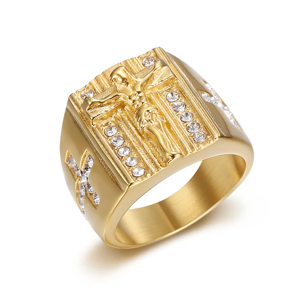 Hip Hop Iced Out Big Jesus Cross Ring Gold Color Stainless Steel Christian Crucifix Rings for Men Religious Jewelry Gift 2025
Hip Hop Iced Out Big Jesus Cross Ring Gold Color Stainless Steel Christian Crucifix Rings for Men Religious Jewelry Gift 2025