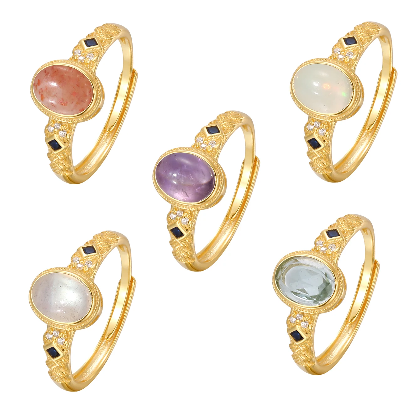 Natural Gemstone S925 Silver Ring Gold Plated Adjustable Bands for Women Moonstone/Amethyst Healing Birthstone Bohemian Jewelry
Natural Gemstone S925 Silver Ring Gold Plated Adjustable Bands for Women Moonstone/Amethyst Healing Birthstone Bohemian Jewelry