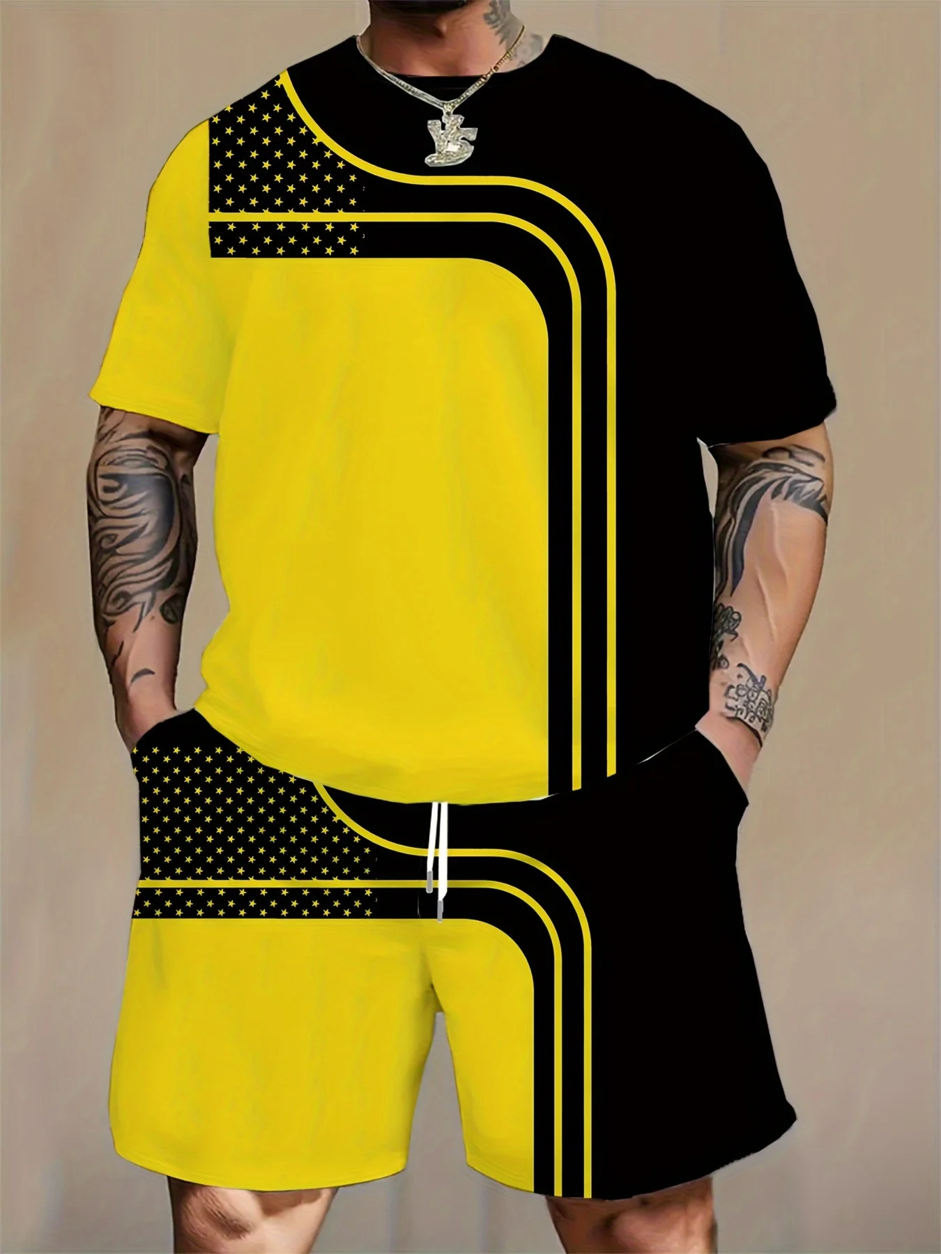 Plus Size Men's Contrast Color T-shirt & Shorts Set For Outdoor/sports Fashion Casual 2Pcs Outfits
Plus Size Men's Contrast Color T-shirt & Shorts Set For Outdoor/sports Fashion Casual 2Pcs Outfits