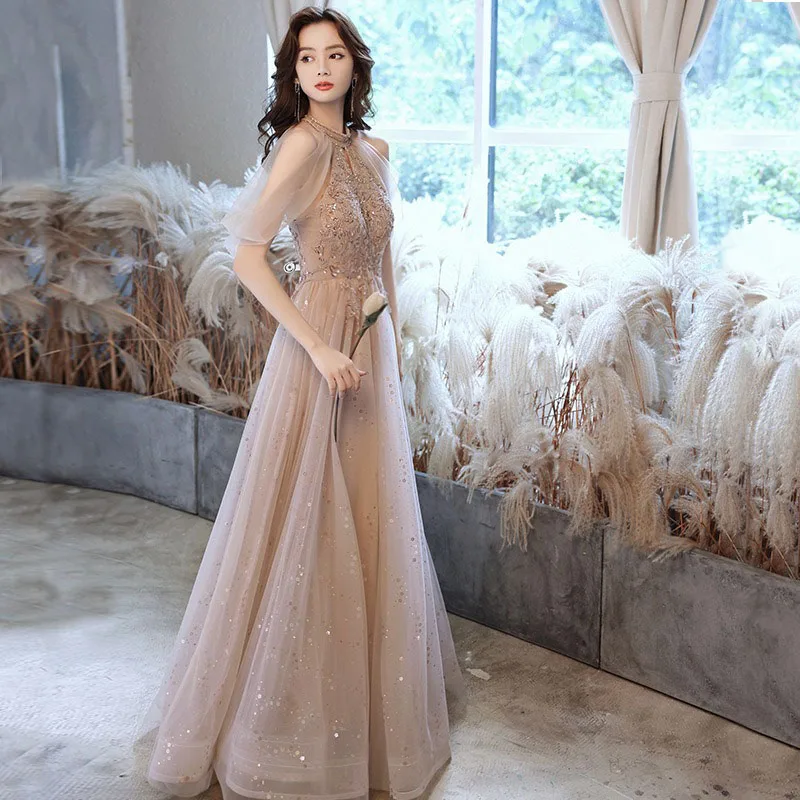 Champagne Dresses Elegant Women's Evening Dress New Banquet Style Bridesmaid Dress Fairy Quinceanera Dress
Champagne Dresses Elegant Women's Evening Dress New Banquet Style Bridesmaid Dress Fairy Quinceanera Dress