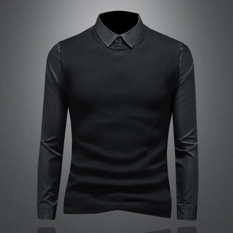 Мужской приталенный вязаный свитер с эффектом двухслойности, базовый слой, повседневный, осенне-зимний, с цветными вставками, трикотаж, деловой повседневный стиль
Мужской приталенный вязаный свитер с эффектом двухслойности, базовый слой, повседневный, осенне-зимний, с цветными вставками, трикотаж, деловой повседневный стиль