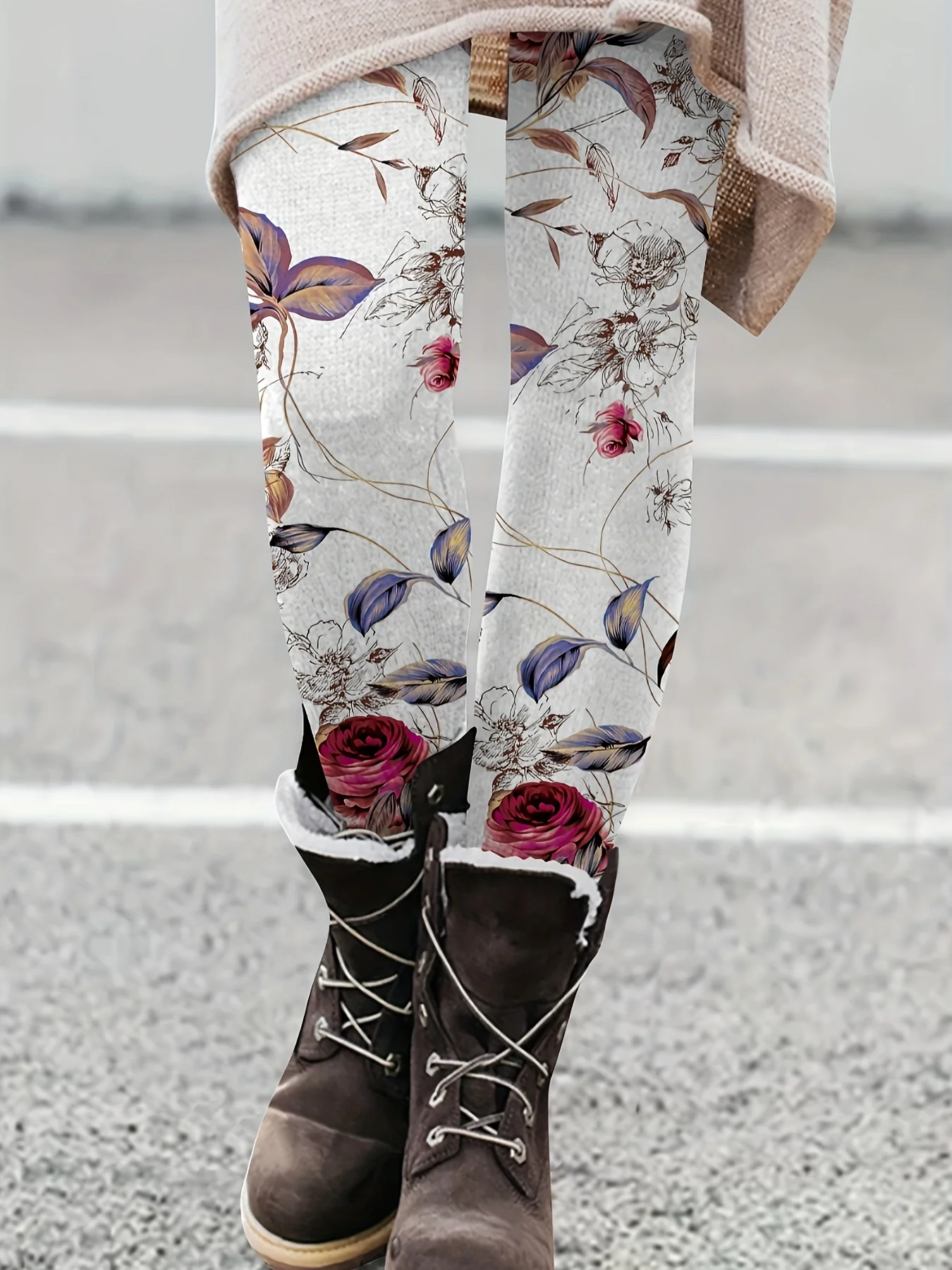 Women's Burgundy Rose Floral Print Leggings, Stretchy Slim Fit Tights for Casual Daily Wear
Women's Burgundy Rose Floral Print Leggings, Stretchy Slim Fit Tights for Casual Daily Wear