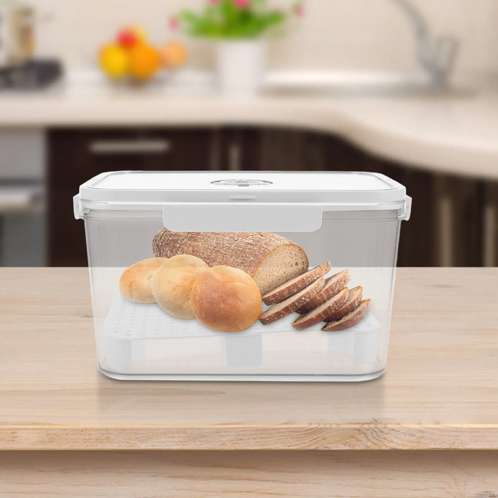 Bread Container with Handle and Date Tracker Airtight Bread Box for Homemade Loaves Cookie Pastry Storage Kitchen
Bread Container with Handle and Date Tracker Airtight Bread Box for Homemade Loaves Cookie Pastry Storage Kitchen