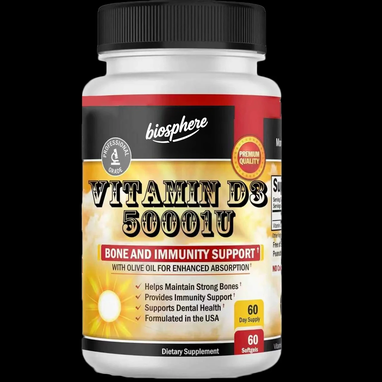 Vitamin D3 5000iu capsules added with olive oil to enhance absorption - bone and immune skin health support
Vitamin D3 5000iu capsules added with olive oil to enhance absorption - bone and immune skin health support