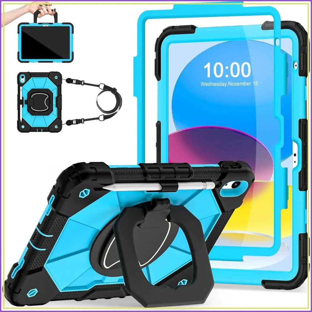 Military Grade Shockproof Case for iPad 10th/11th Gen 10.9 Inch with Screen Protector, Rotating Stand, Shoulder Strap & Pencil Holder
Military Grade Shockproof Case for iPad 10th/11th Gen 10.9 Inch with Screen Protector, Rotating Stand, Shoulder Strap & Pencil Holder