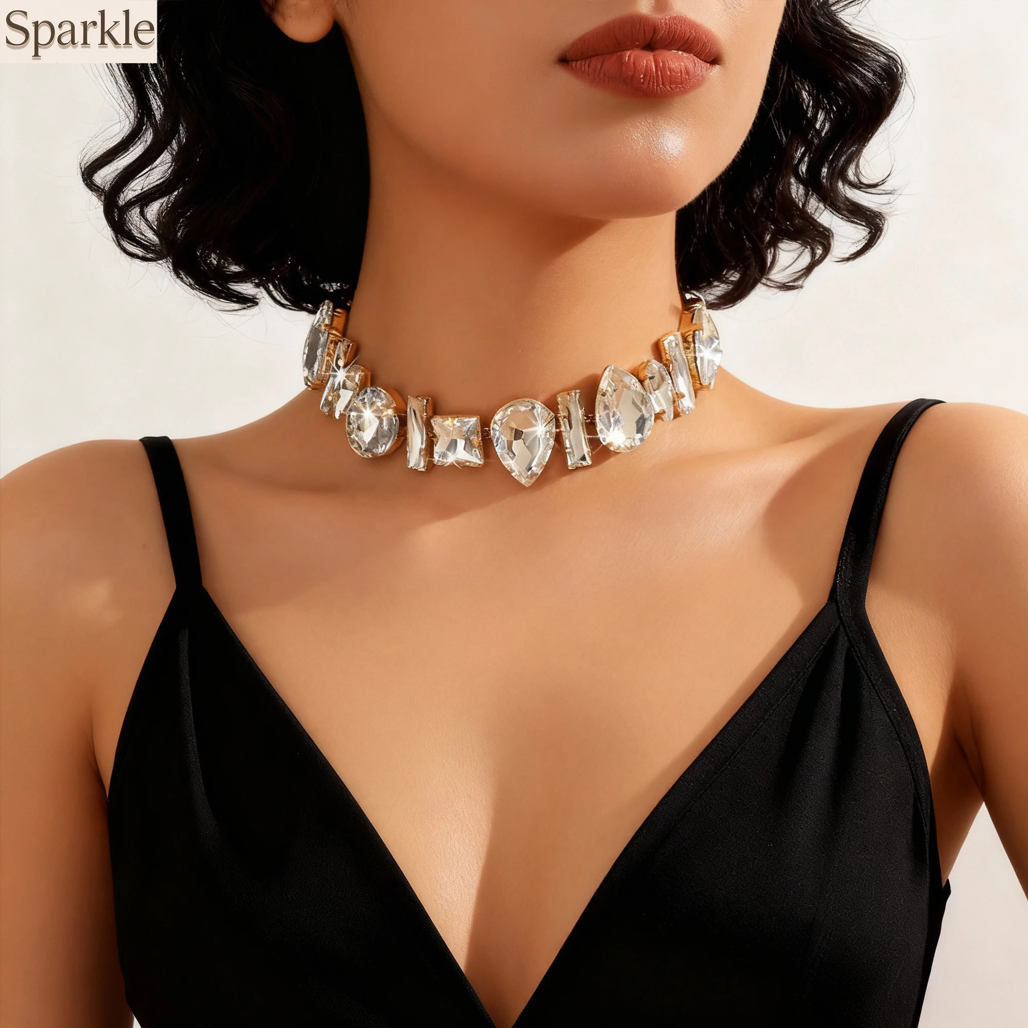 Silver Tone Sparkling Crystal Choker Necklace with Teardrop And Rectangle Gem Design for Party Evening Fashion Accessory
Silver Tone Sparkling Crystal Choker Necklace with Teardrop And Rectangle Gem Design for Party Evening Fashion Accessory