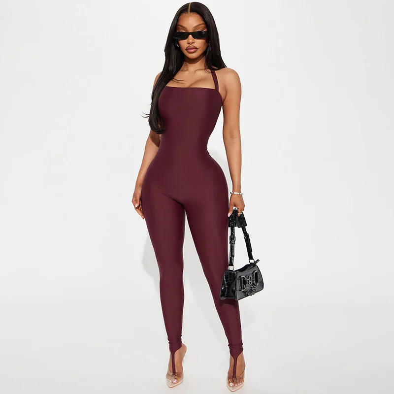 STYLISH LADY Halter Neck Backless Solid Color Stretchy Bodycon Slip-On Jumpsuit Women's Sexy Casual One-Piece Suit
STYLISH LADY Halter Neck Backless Solid Color Stretchy Bodycon Slip-On Jumpsuit Women's Sexy Casual One-Piece Suit